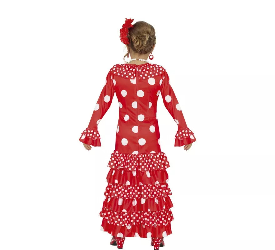 Translation missing: de.Disfraz de Flamenca Rojo a Lunares para niña