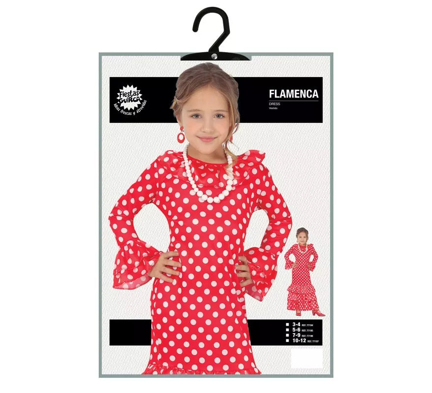 Translation missing: de.Disfraz de Flamenca Rojo a Lunares para niña