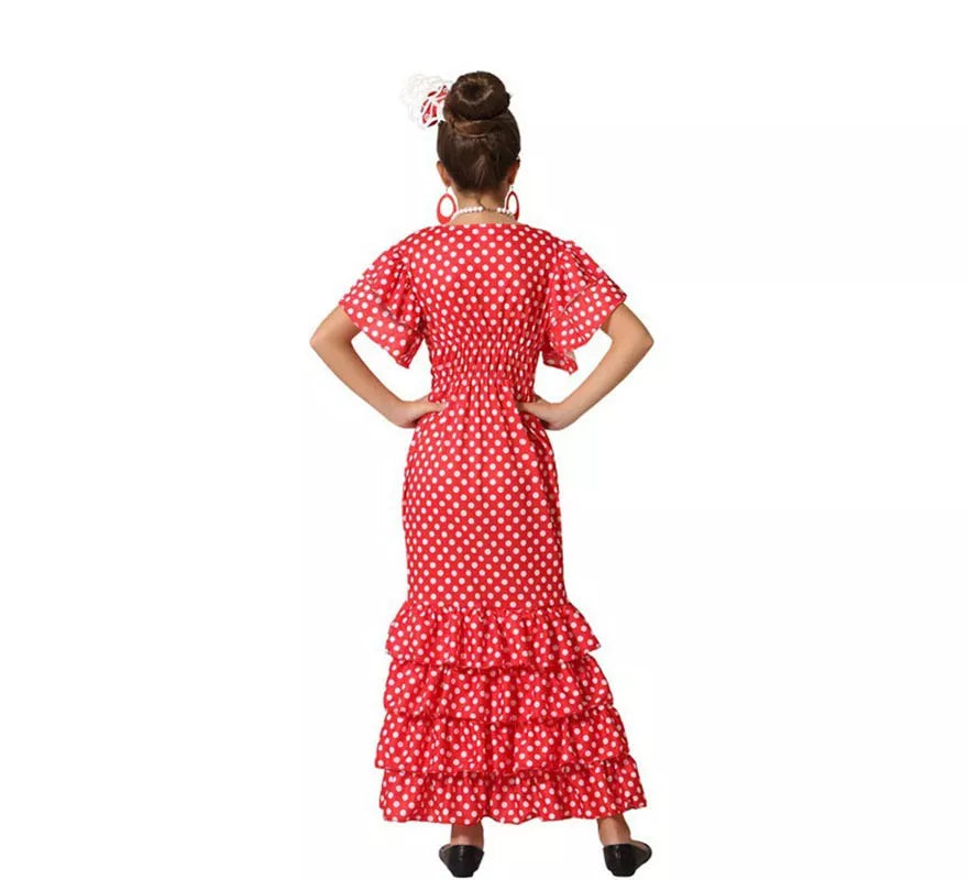 Translation missing: de.Disfraz de Flamenca Rojo con puntos pequeños para niña