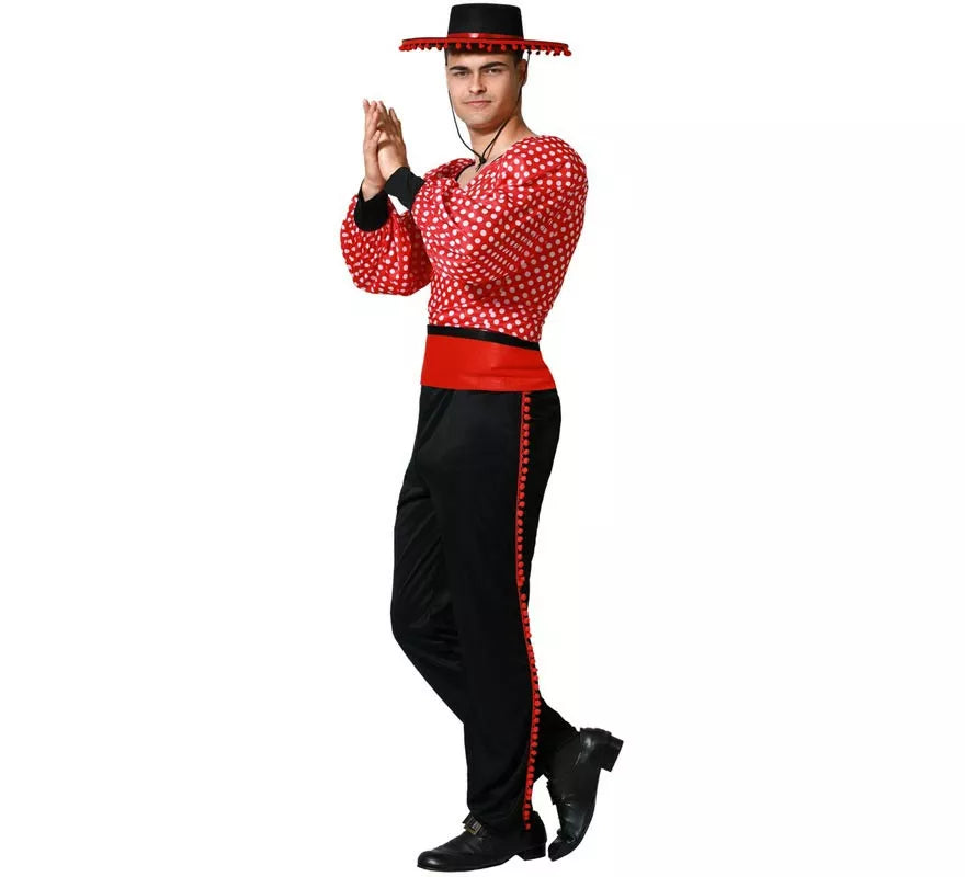 Translation missing: de.Disfraz de Flamenco rojo y negro para hombre