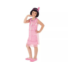 Pinkes Charleston Flapper Kostüm für Mädchen