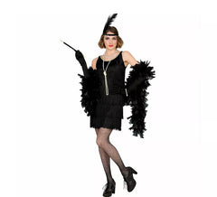 Schwarzes Flapper-Kostüm der 1920er Jahre für Damen