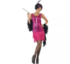 Verrücktes 20er Jahre Pink Flapper Kostüm für Damen