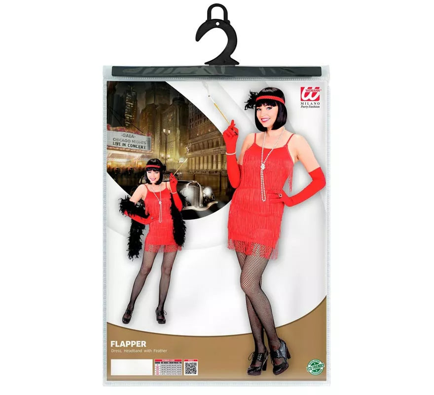 Translation missing: de.Disfraz de Flapper rojo clásico para mujer