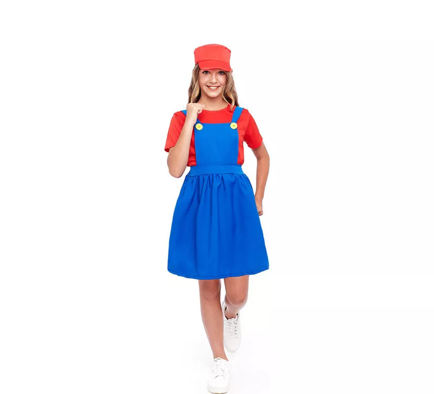 Translation missing: de.Disfraz de Fontanera Roja de Videojuegos para niña
