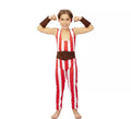 Disfraz de Forzudo rojo y blanco con cinturón para niño