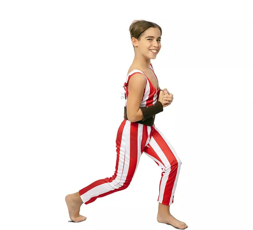 Translation missing: de.Disfraz de Forzudo rojo y blanco con cinturón para niño