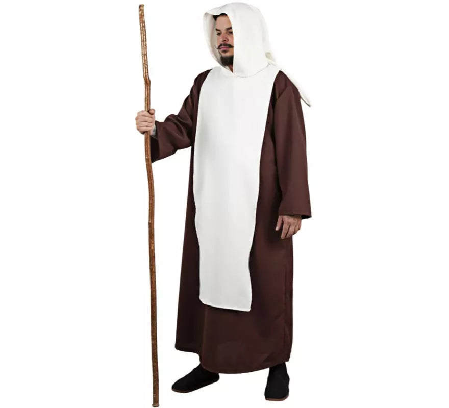 Translation missing: de.Disfraz de Fraile Medieval marrón y blanco para hombre