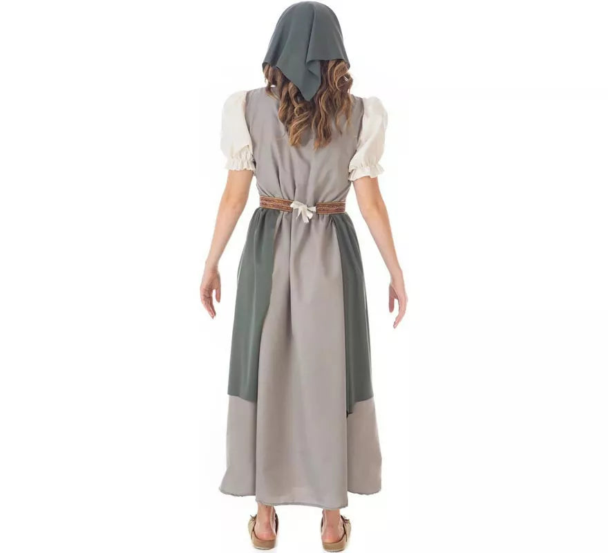 Translation missing: de.Disfraz de Frutera Medieval gris con pañuelo para mujer