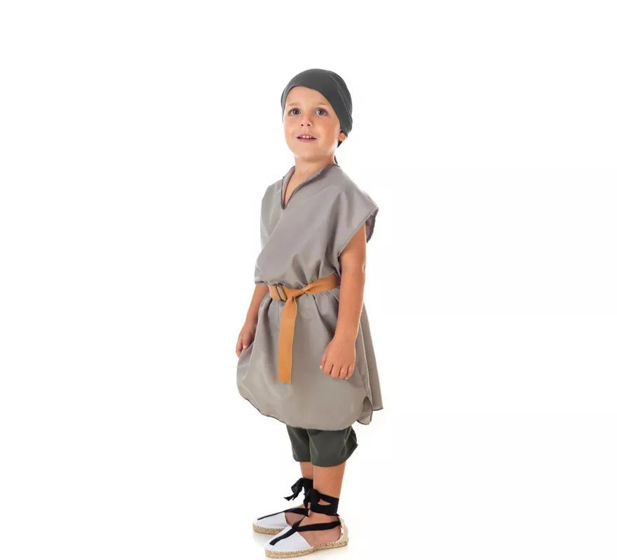 Translation missing: de.Disfraz de Frutero Medieval gris con pañuelo para niño