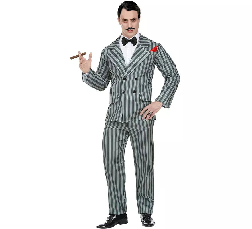 Translation missing: de.Disfraz de Gángster gris a rayas para hombre