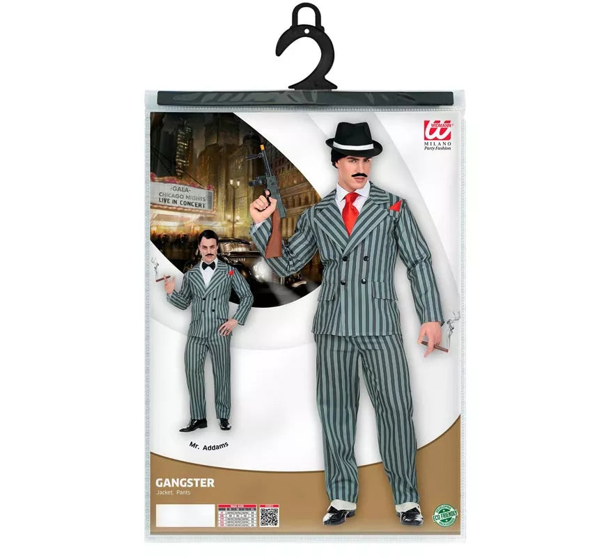 Translation missing: de.Disfraz de Gángster gris a rayas para hombre