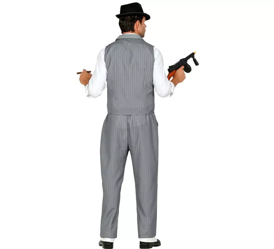 Translation missing: de.Disfraz de Gángster gris con corbata para hombre