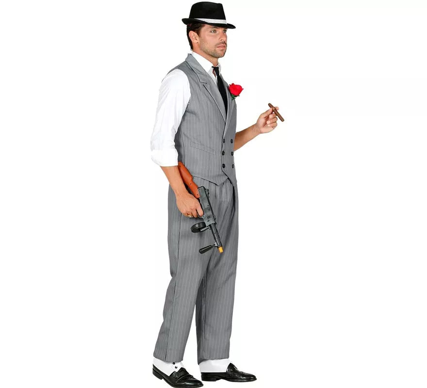 Translation missing: de.Disfraz de Gángster gris con corbata para hombre