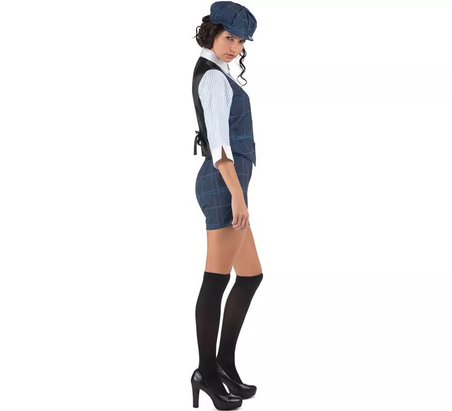 Translation missing: de.Disfraz de Gánster Inglesa a cuadros azules para mujer
