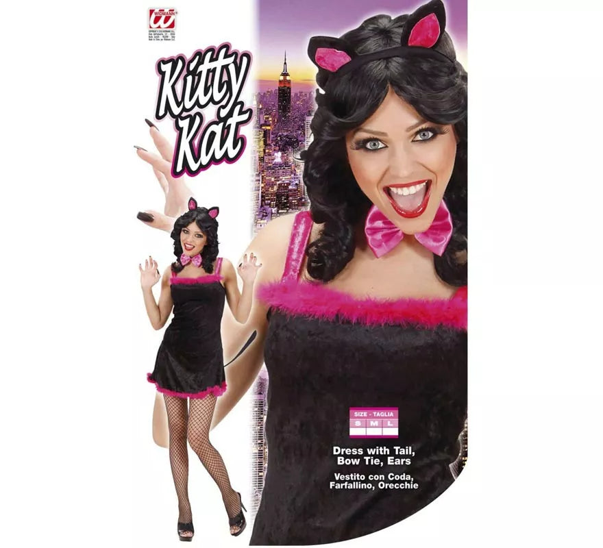 Translation missing: de.Disfraz de Gata en vestido negro de terciopelo para mujer