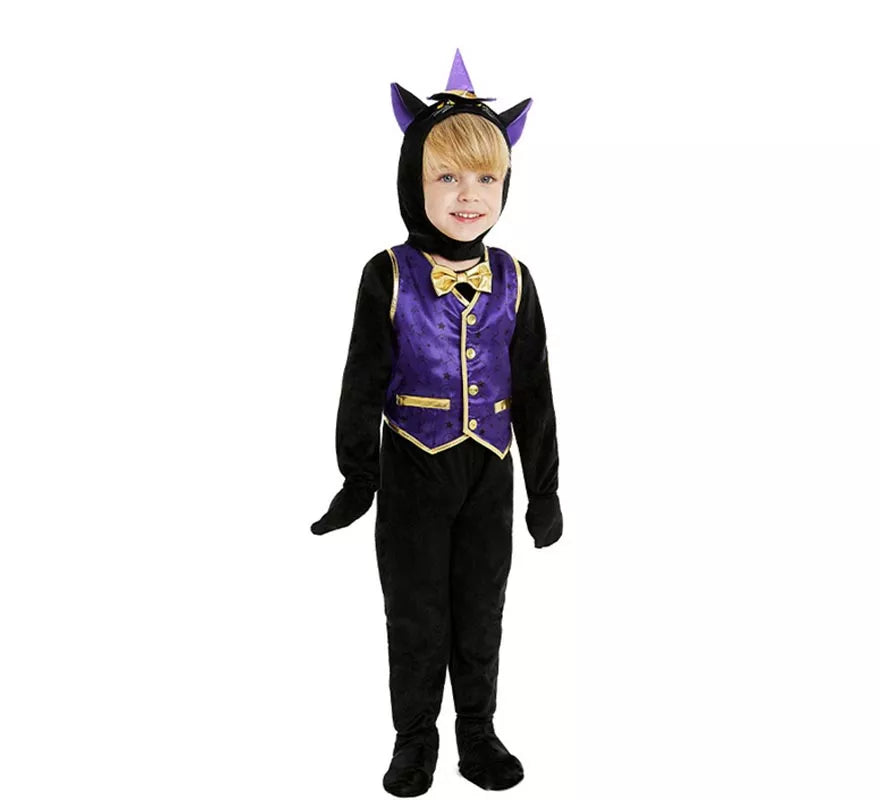 Disfraz de Gatito en traje con capucha y pajarita para bebé y niño
