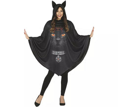 Katze im schwarzen Poncho-Kostüm für Damen