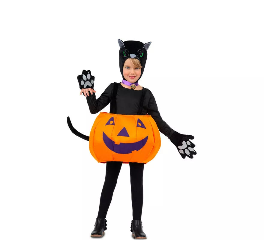 Translation missing: de.Disfraz de Gato Negro con Calabaza Grande para niña