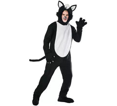 Schwarz-weißes Fellkatzenkostüm für Herren