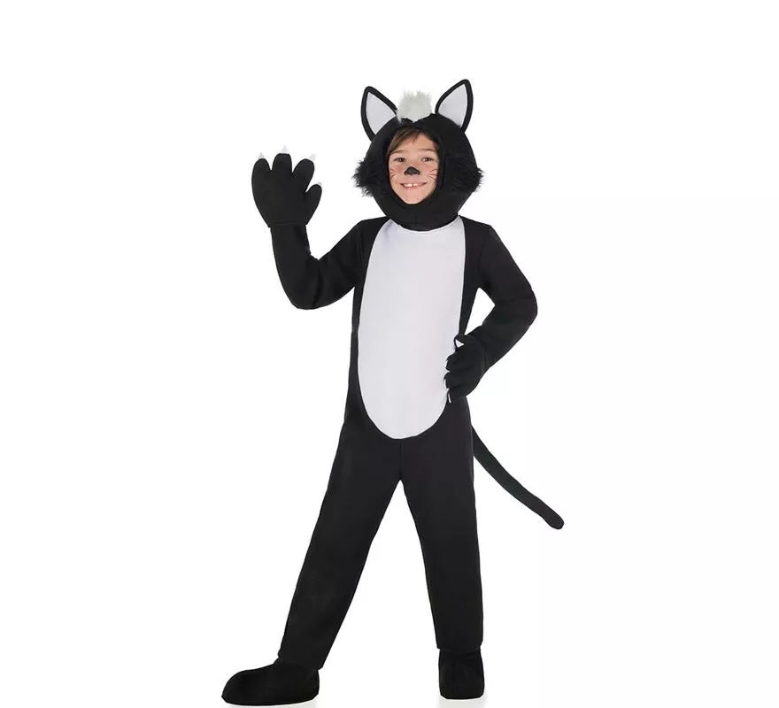 Translation missing: de.Disfraz de Gato Peludo negro y blanco para niños