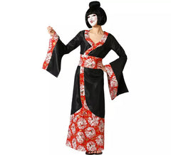 Schwarz-rotes klassisches Geisha-Kostüm für Damen