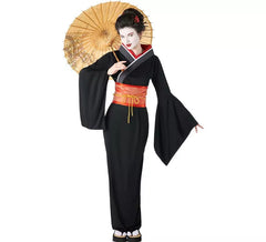 Schwarz-rotes Geisha-Kostüm für Damen