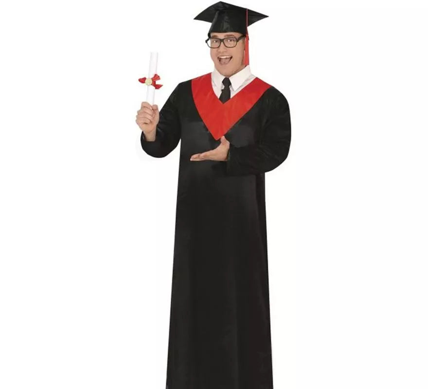 Translation missing: de.Disfraz de Graduado negro y rojo adulto
