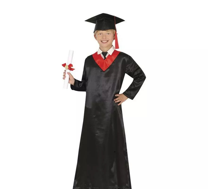 Disfraz de Graduado rojo y negro para niños y adolescentes