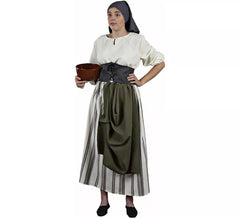 Grün-weißes mittelalterliches Bauernkostüm für Damen