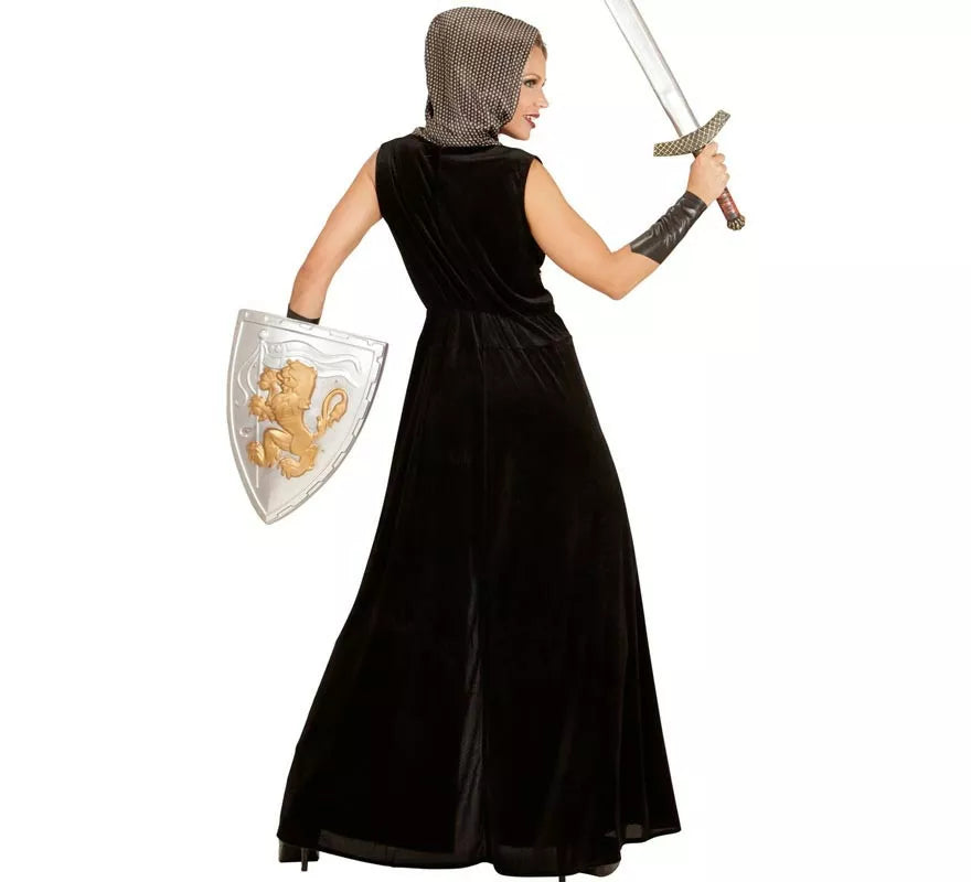 Translation missing: de.Disfraz de Guerrera Medieval negro con capucha para mujer