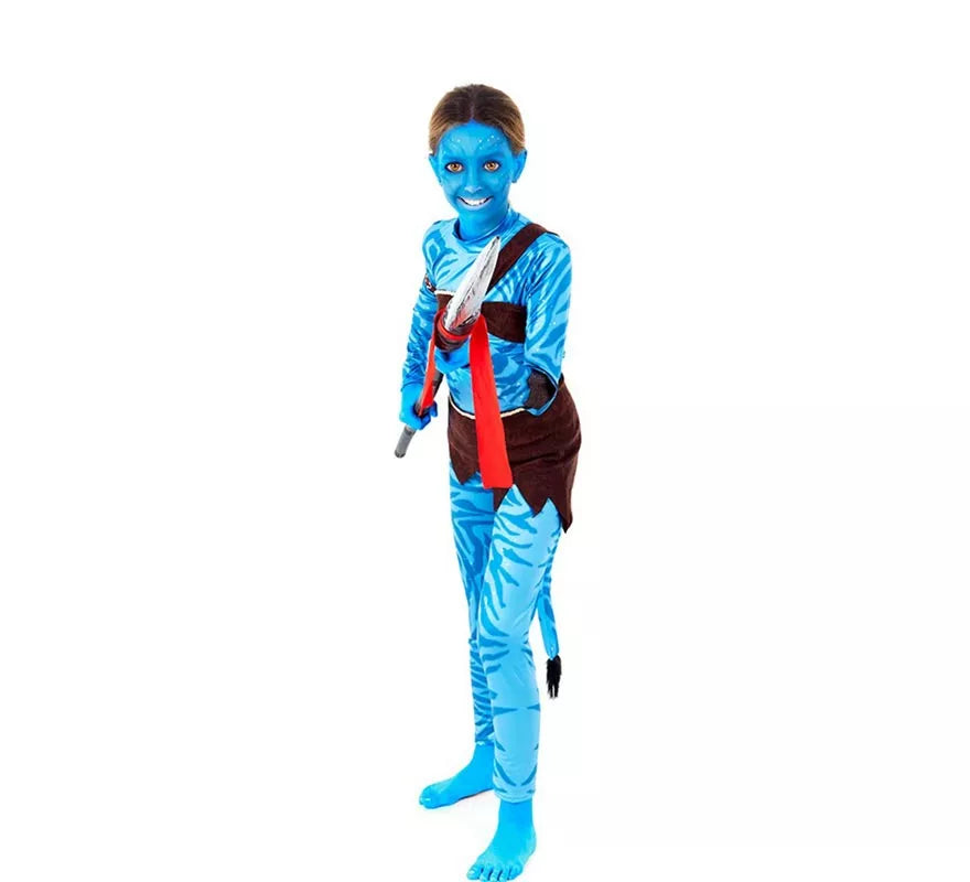 Translation missing: de.Disfraz de Guerrera Tribal azul para niña
