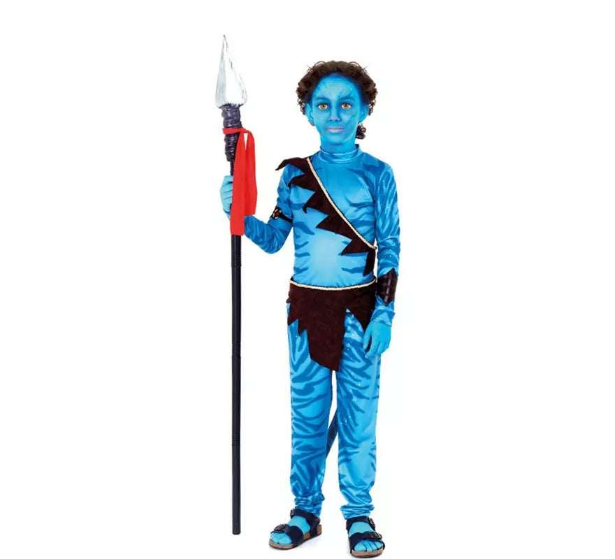 Disfraz de Guerrero Tribal azul para niño