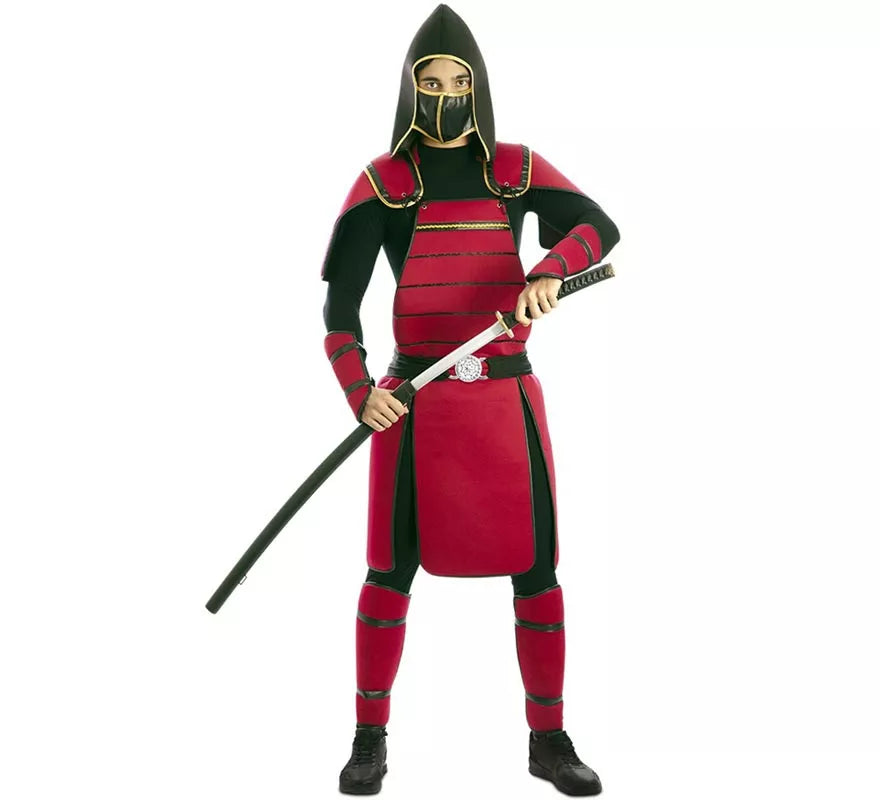 Disfraz de Guerro Samurái rojo para hombre