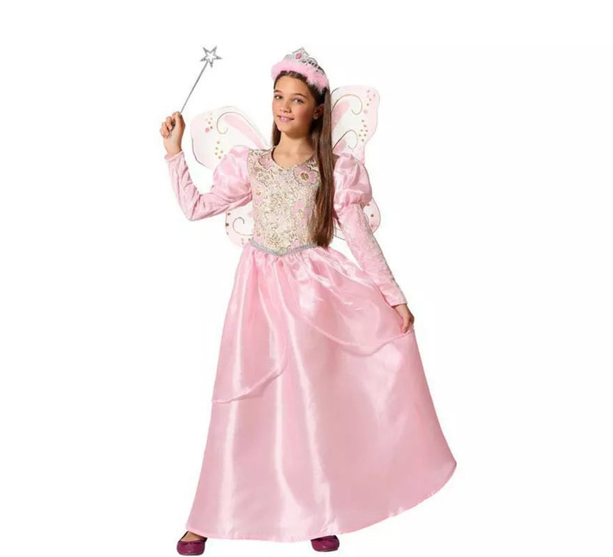 Translation missing: de.Disfraz de Hada Madrina Rosa con Varita para niña