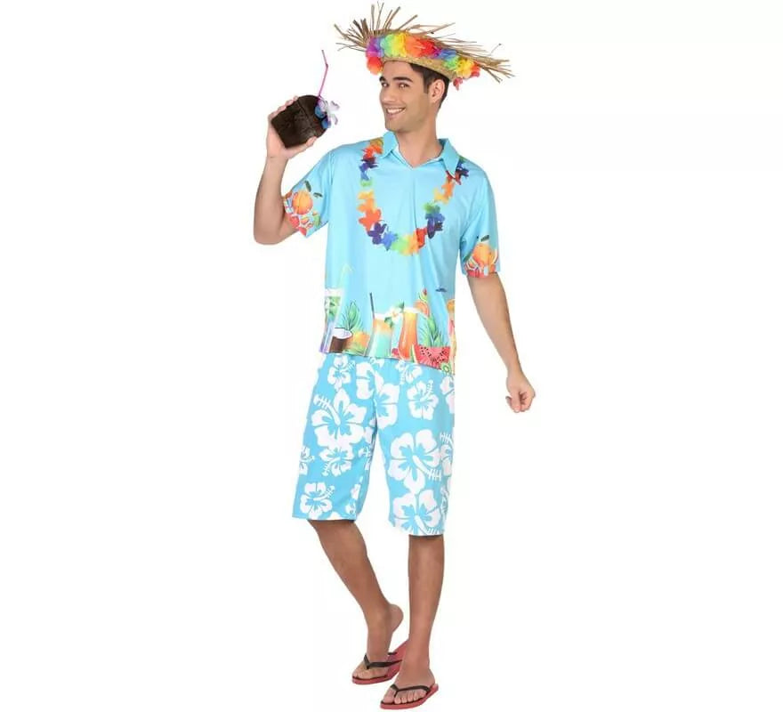Translation missing: de.Disfraz de Hawaiano azul para hombre
