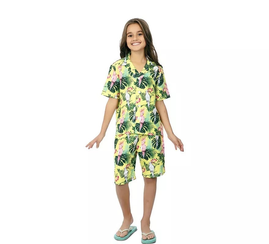Translation missing: de.Disfraz de Hawaiano Floral estampado en verde para niños