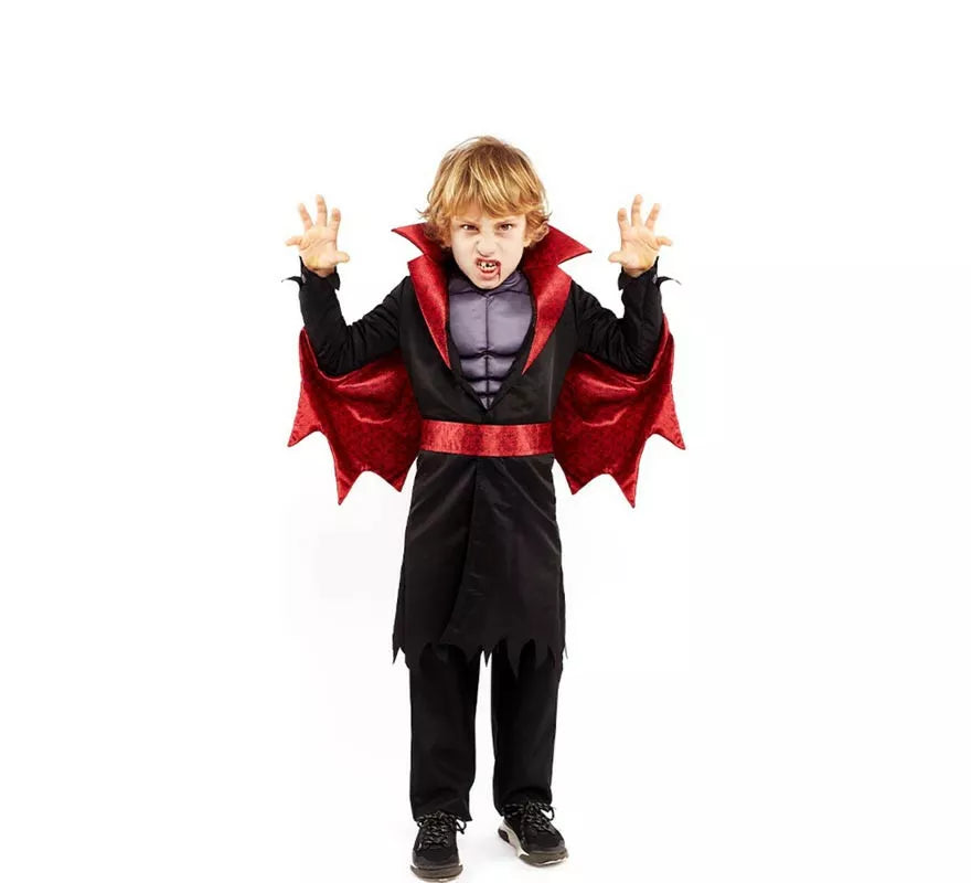Translation missing: de.Disfraz de Héroe Vampiro negro y rojo para niño y adolescente
