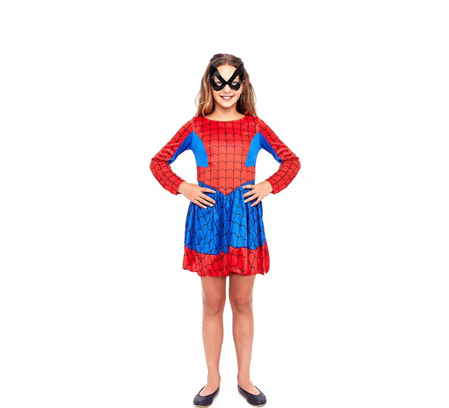 Translation missing: de.Disfraz de Heroína Arácnida Azul y Rojo para niña