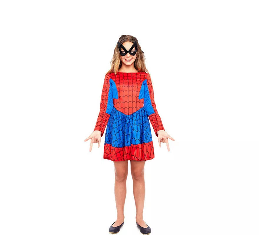 Translation missing: de.Disfraz de Heroína Arácnida Azul y Rojo para niña