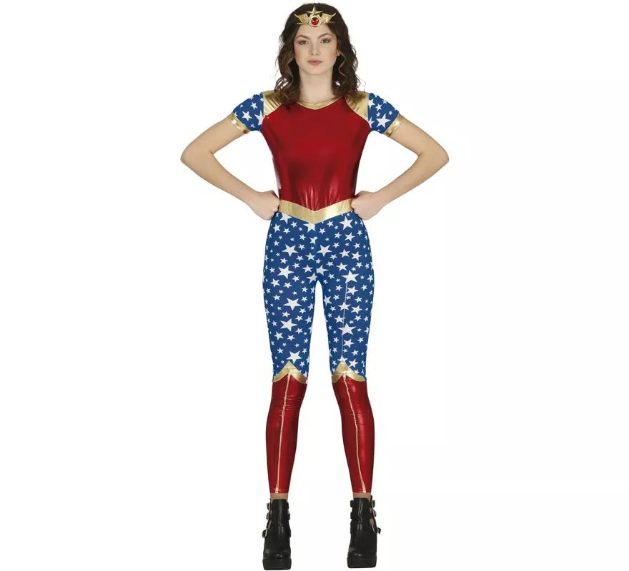 Disfraz de Heroína Estrella rojo y azul para adolescente