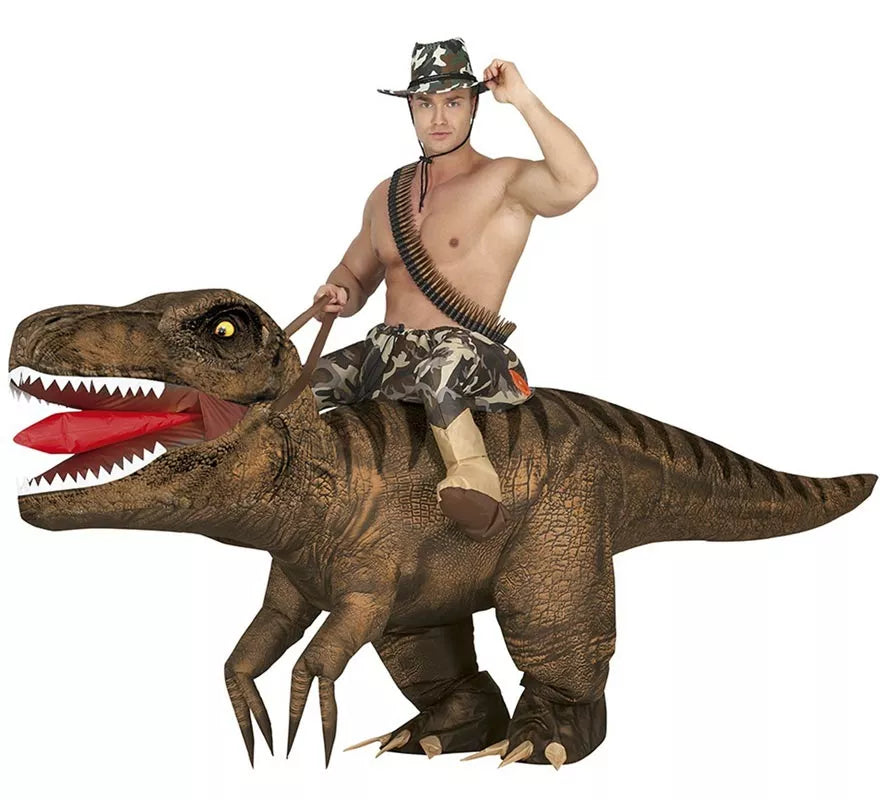 Translation missing: de.Disfraz de Hinchable Dinosaurio Montado para adultos