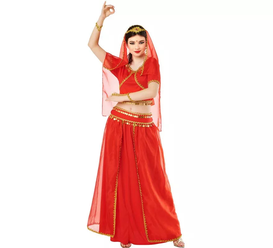 Translation missing: de.Disfraz de Hindú Bollywood rojo vibrante para mujer