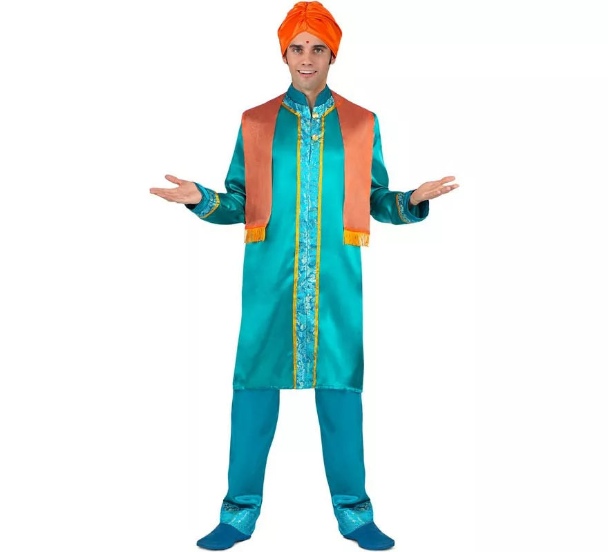 Translation missing: de.Disfraz de Hindú Elegante azul y naranja para hombre