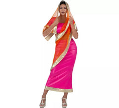 Elegantes Hindu-Kostüm in Fuchsia und Orange für Damen