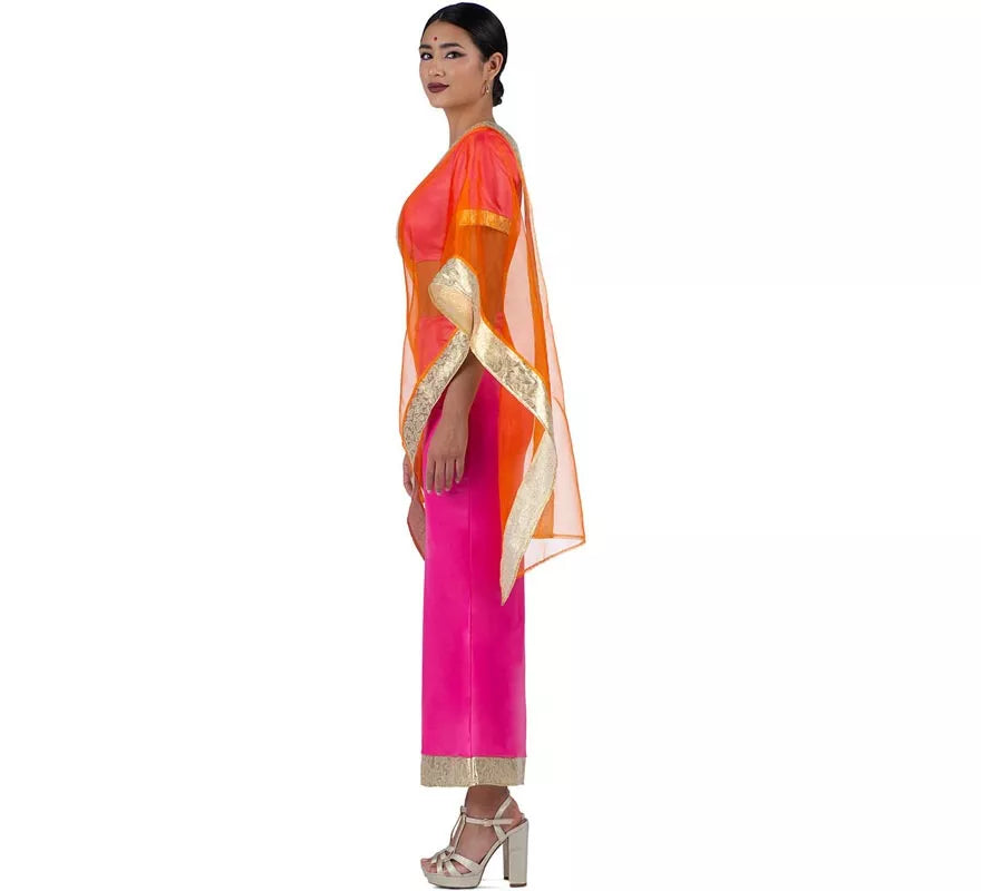Translation missing: de.Disfraz de Hindú Elegante fucsia y naranja para mujer