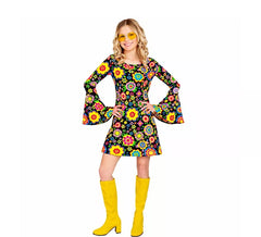 60er-Jahre-Blumen-Mode-Hippie-Kostüm für Damen
