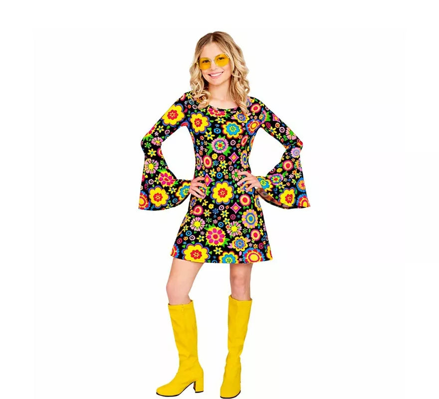 Translation missing: de.Disfraz de Hippie años 60 Flores Fashion para mujer