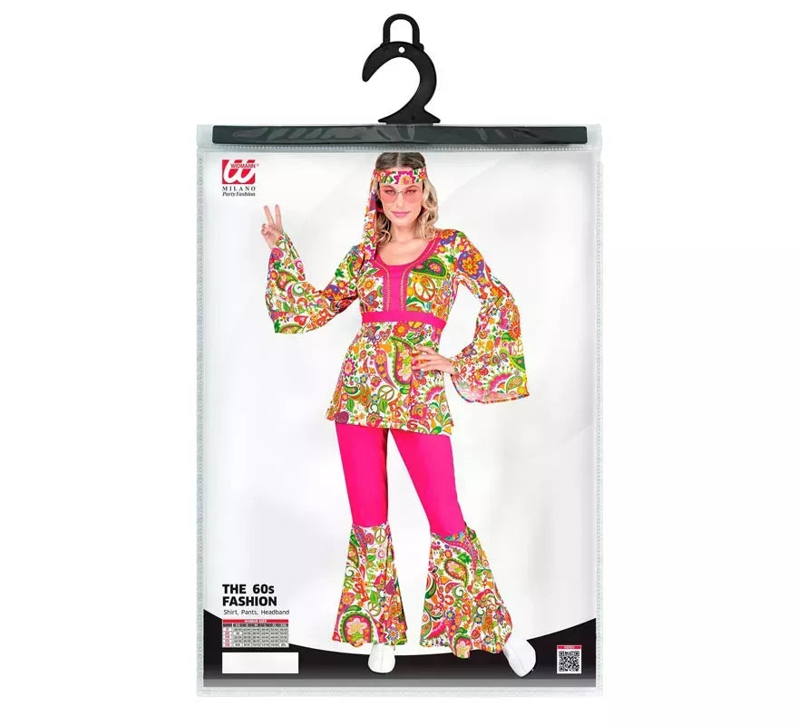 Translation missing: de.Disfraz de Hippie años 60 Flores fucsia para mujer