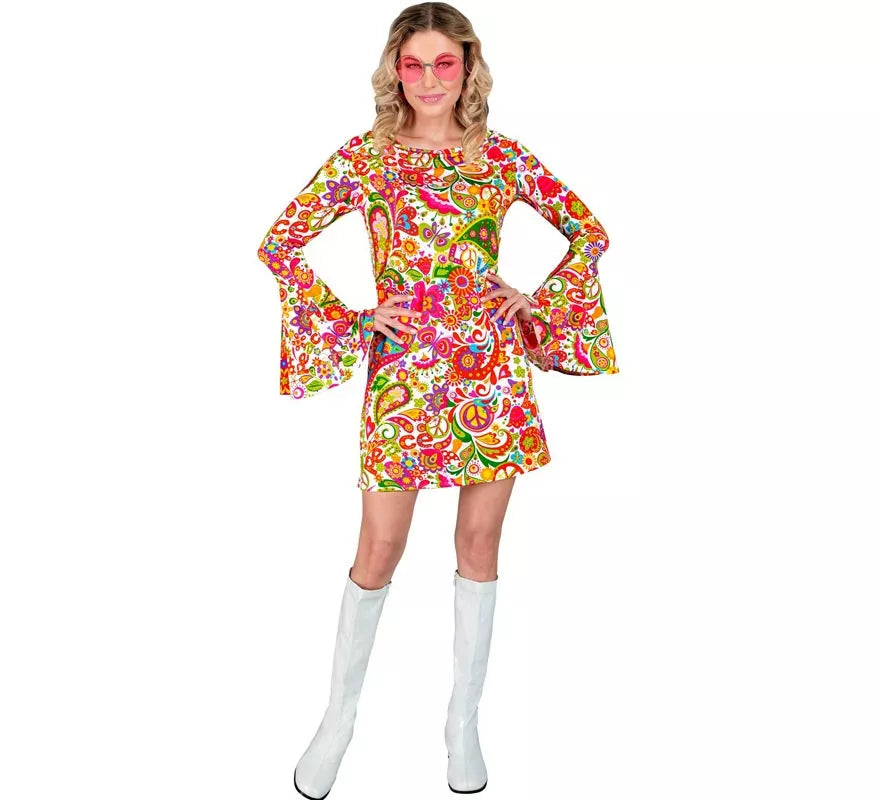 Translation missing: de.Disfraz de Hippie años 60 fucsia para mujer